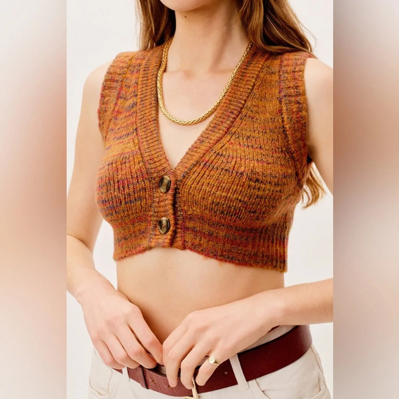 For Love And Lemons Orange Knit Crop Top - Picture 9 of 15